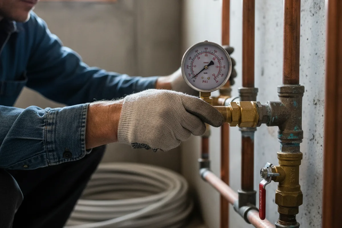 Pressure testing a repaired line during Water Line Repair in Cumming